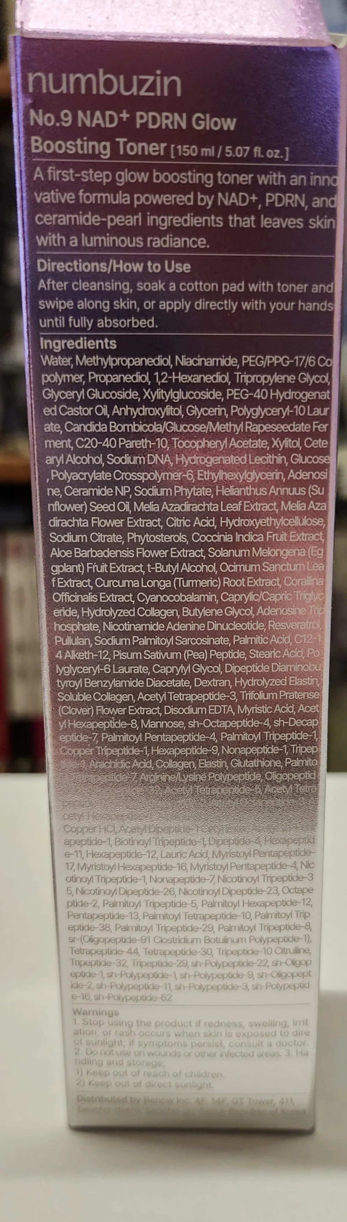 numbuzin No.9 NAD+ PDRN Glow Boosting Toner