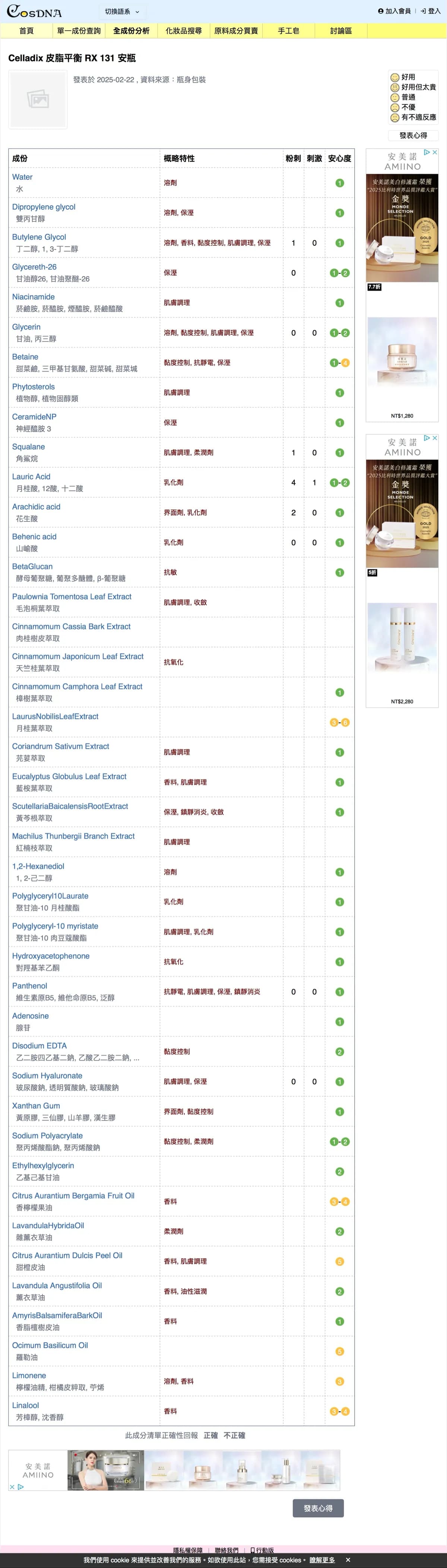 安美諾 皮脂平衡 RX131 安瓶