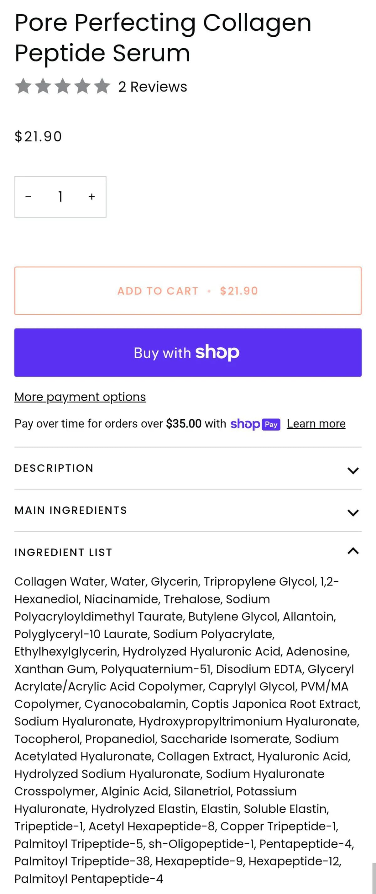 Pore Perfecting Collagen Peptide Serum