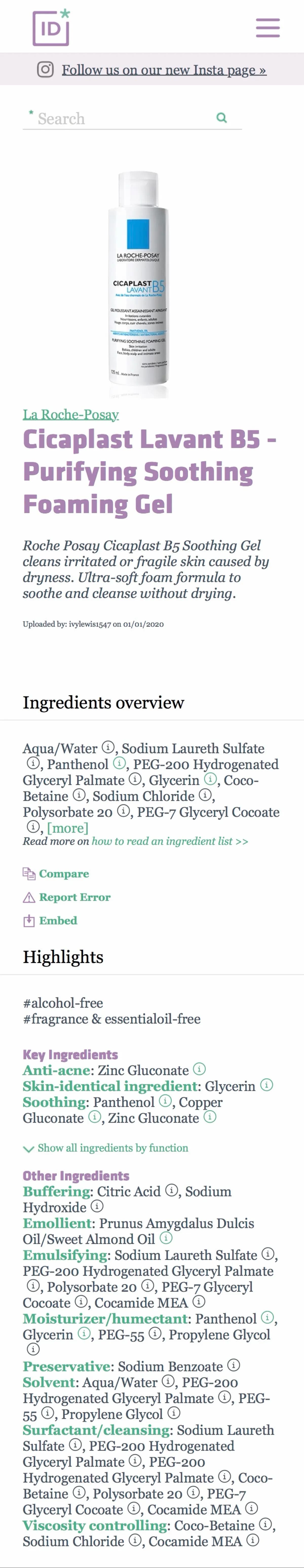 CICAPLAST LAVANT B5 Purifying Soothing Foaming Gel