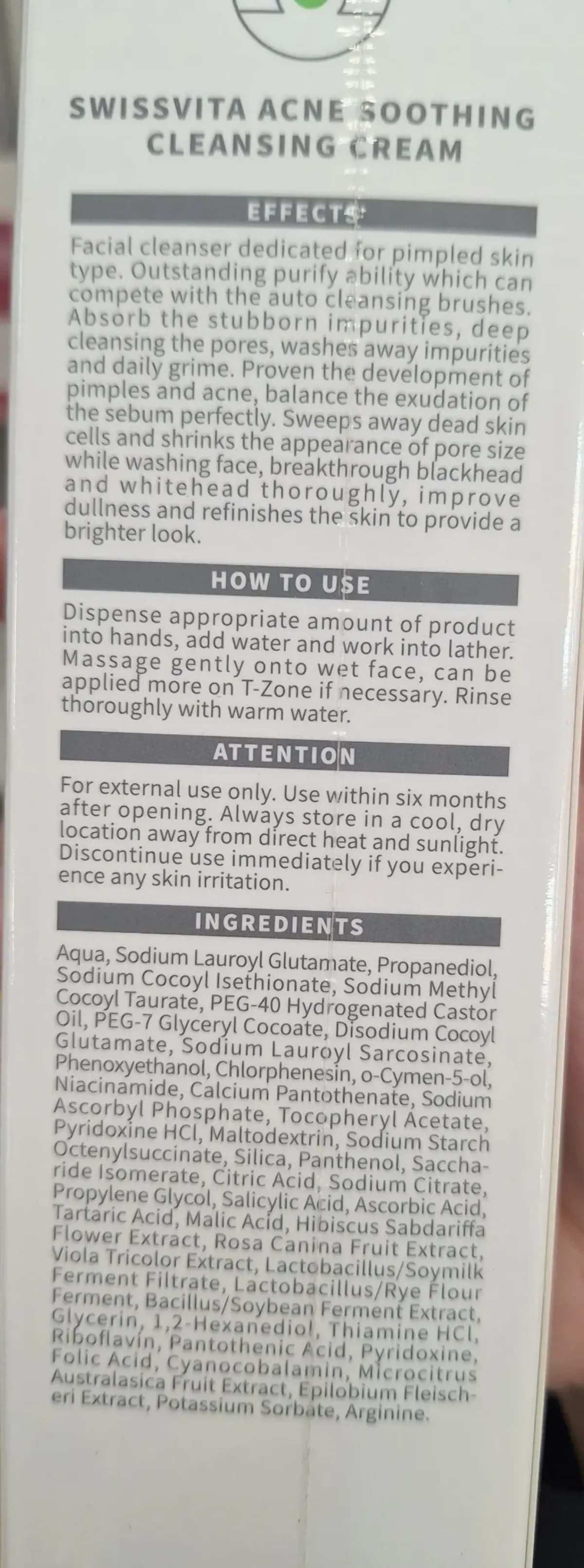 SWISSVITA ACNE SOOTHING CLEANSING CREAM