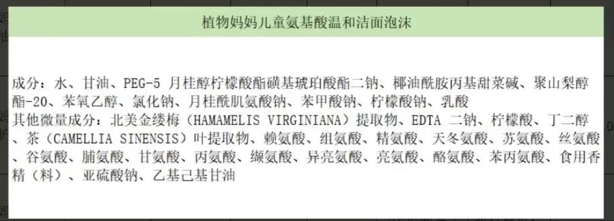 植物妈妈儿童氨基酸溫和洁面泡沫