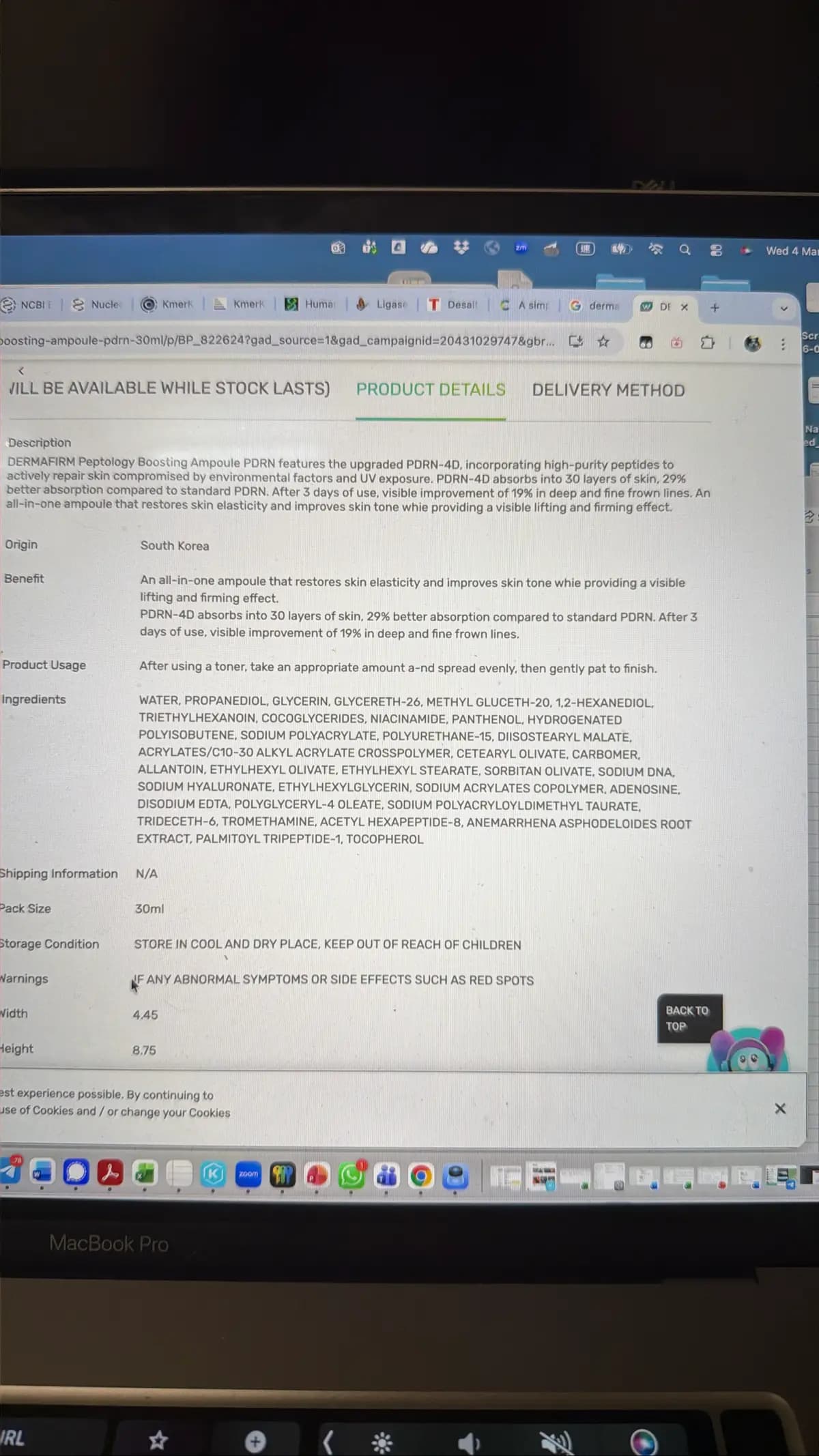 DERMAFIRM Peptology Boosting Ampoule PDRN