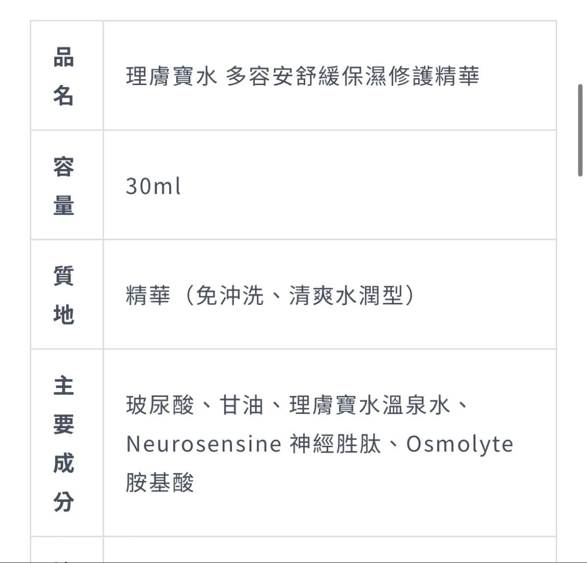 理膚寶水多容安舒緩保濕修護精華