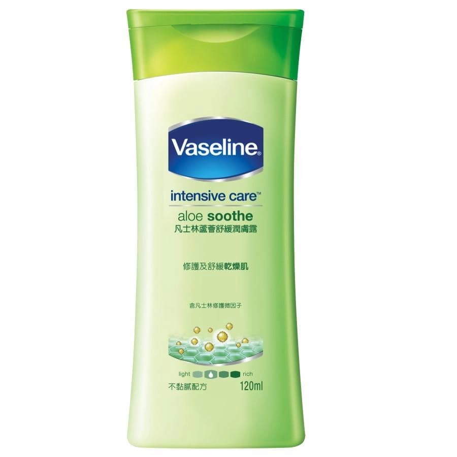 Vaseline 凡士林 Intensive Care Aloe Soothe 凡士林蘆薈舒緩潤膚露 - 產品正面包裝 | cosGlint
