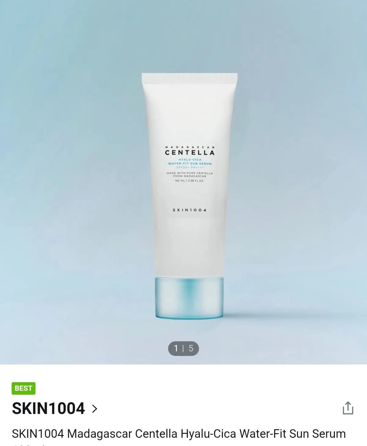 SKIN1004 Madagascar Centella Hyalu-Cica Water-Fit Sun Serum