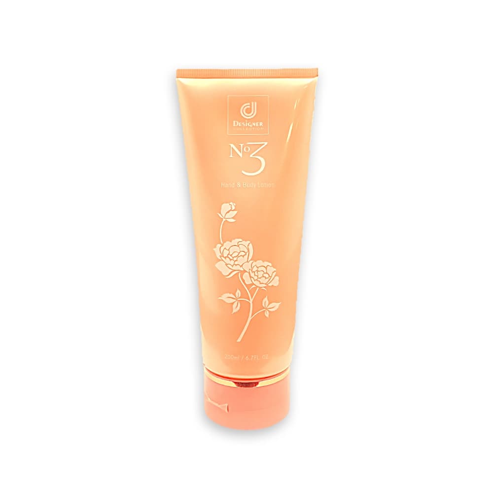 Designer Collection 【馬來西亞Cosway科士威】NO.3潤澤持久馥郁香氛身體護膚乳液200ml/金色條（潤膚香水身體乳，長效滋潤精華乳霜，身體保養修護乳，全膚質適用） - 產品正面包裝 | cosGlint