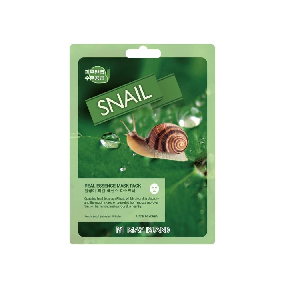 MAY ISLAND 可可思 蝸牛黏液彈潤精華面膜（單片） - 產品正面包裝 | cosGlint