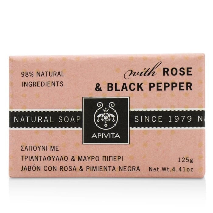 Apivita 艾蜜塔 Apivita 艾蜜塔 玫瑰胡椒天然手工皂 Natural Soap With Rose & Black Pepper 125g/4.41oz - 產品正面包裝 | cosGlint