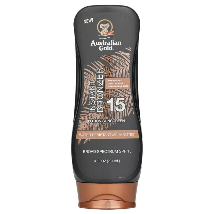 Australian Gold 金色澳洲 Australian Gold 金色澳洲 古銅防曬乳液(含科納咖啡成分)SPF15 Lotion Suncreen With Bronzers SPF 15 237ml/8oz - 產品正面包裝 | cosGlint